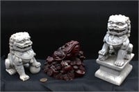 3 Pcs. Resin Chinese Foo Dogs & Lucky Toad