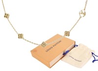 Louis Vuitton Gold Tone Logo Chain Necklace