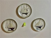 3 David Carter Brown Sailboat Collector Plates