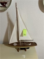 Wooden Sailboat On Stand