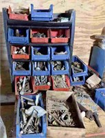 (4) hardware bins with assorted fasteners &