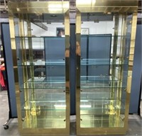 2 Gold Framed Glass Showcases 32"x15"x81"