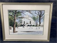 SIGNED AND NUMBERED SNOWY CHURCH PRINT