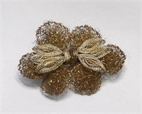 Vintage Gold Tone Wire Mesh Brooch