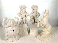 White Buddha, Bucking Horse, Foo Dogs