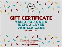 Kenzie's Cakery Gift Certificate