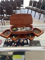 Wooden Handmade Signed Jewelry Box with Jewelry