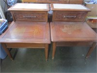 MID CENTURY LANE END TABLES MARBLE TOP - PICK UP