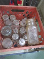 MILK CRATE FULL OF OLD JARS - PICK UP ONLY