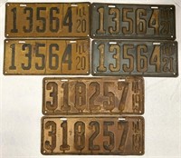 Three Sets of Old License Plates