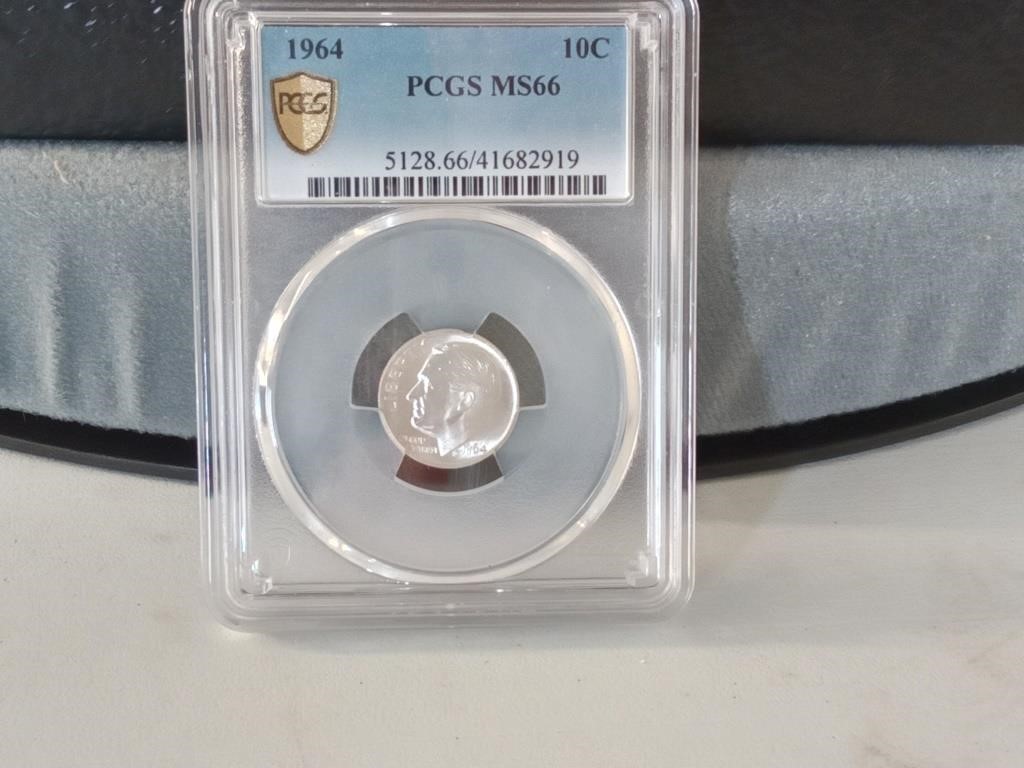 1964 Roosevelt dime PCGS MS 66