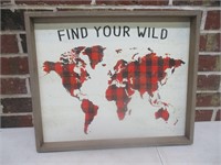 Find Your Wild Map Wall Decor 18x15"