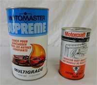 LOT OF 2 MOTORCRAFT FORD & MOTOMASTER  OIL CANS