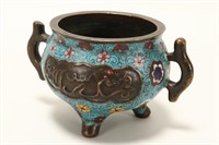 Chinese Cloisonne Tri-Footed Censer,