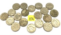 Lot, British pound coins, 20 pcs.