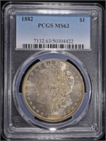 1882 MORGAN DOLLAR PCGS MS63