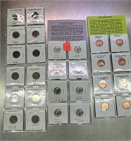 Indian Head Pennies x6, Wheat Pennies x6, Uncircul
