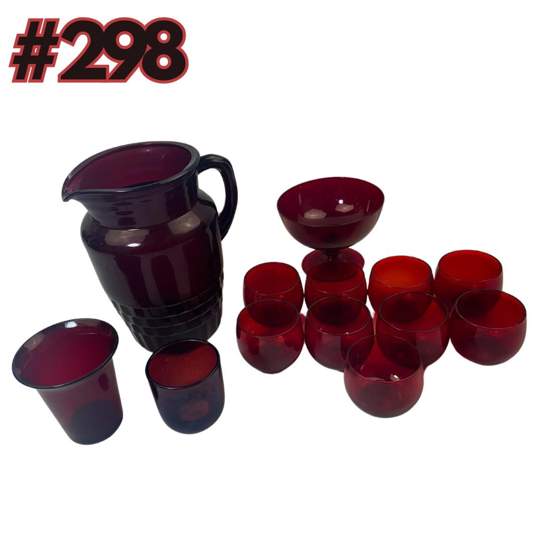 Red Ruby PItcher & Cups Lot!  Nice lot