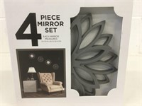 4 Pc Mirror Set Spirograph Design Grey