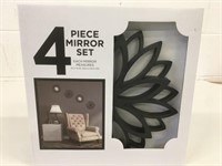 4 Pc Mirror Set Spirograph Design Black