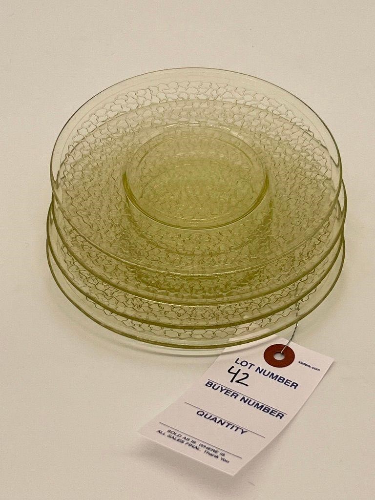 Depression Glass 4 Saucer Set