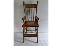 Cane Bottom Wood High Chair