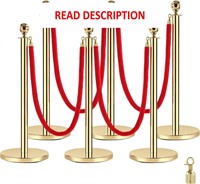 5ft Red Ropes & 6pcs Gold Poles Stanchions