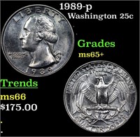 1989-p Washington Quarter 25c Grades GEM+ Unc