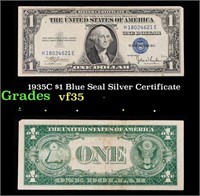 1935C $1 Blue Seal Silver Certificate Grades vf++