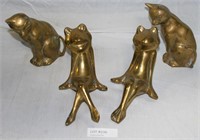 PAIR OF BRASS FROGS AND CATS
