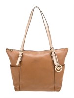 Michael Kors Brown Leather Jacquard Lining Bag