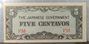 Japanese government five centavos banknote