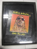 17" x 20.5" Framed & Signed Stevie Wonder Record