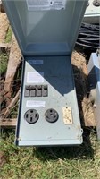 2 RV hook up boxes, outdoor breaker box, &