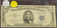 1953-A BLUE SEAL  $5 SILVER CERTIFICATE.