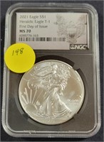 2021 MS 70 GRADED SILVER EAGLE