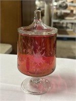Cranberry dish with lid