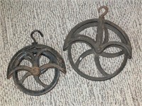 (2) CAST IRON PULLEYS - 10"D and 12"D