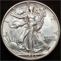 1936-D Walking Liberty Silver Half Dollar Unc
