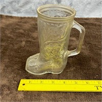 Vintage Cowboy Boot Shaped Glass Mug