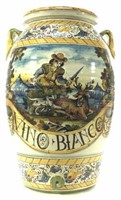 Large Italian Leong Vin Blanco Ceramic Wine Urn