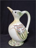 Signed, hand-painted French porcelain duck pitcher