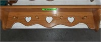 HEART DESIGNED WOOD WALL MOUNT HAT / COAT RACK