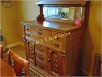 Antique oak sideboard with mirror