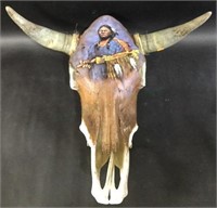 Handpainted Steer Skull W/ Horns Southwestern