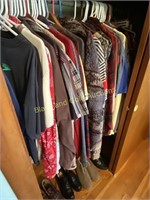Contents of bedroom closet, men's clothing
