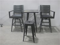 Outdoor Metal Table Chair & Stool Set See Info
