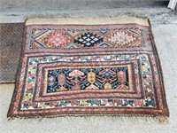antique hand woven wool rug - 4 x 3.5