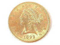 1899 $5 Gold Half Eagle