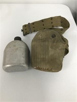 Military Canteen w/ Belt and Pouch